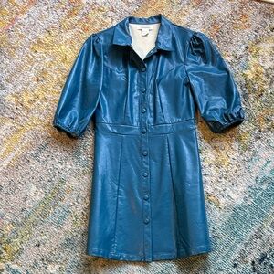 ASOS Teal Faux Leather Mini Dress